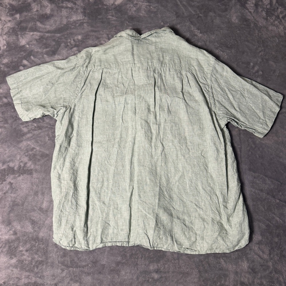 Orvis Mens‎ XXL Sage Green 100% Linen Short Sleeve Button Down Shirt Classic Fit - Picture 2 of 6